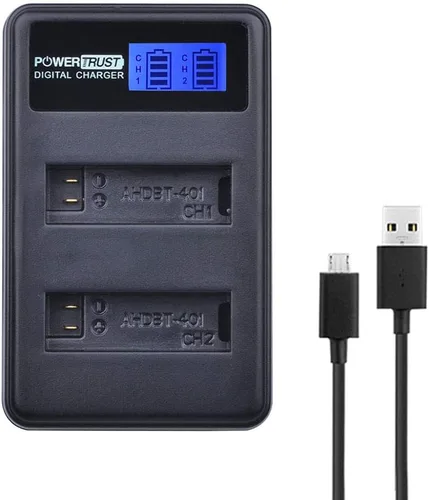 Miniatura 4 de Paquete de 2 baterías AHDBT-401 y cargador USB dual LCD para Gopro Hero 4 Baterías Go Pro Hero4 AHDBT 401 Accesorios de cámara de acción
