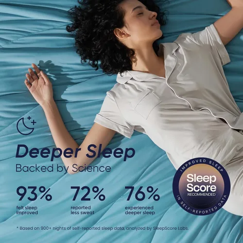 Miniatura 2 de Edredón refrescante Dream Valley Outlast® Twin XL, Manta de enfriamiento de grado NASA para personas que duermen con calor, Edredón lujoso para Azul