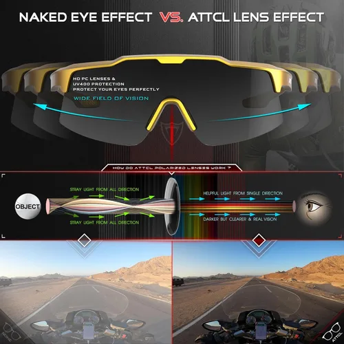 Miniatura 6 de ATTCL Gafas de sol unisex TR90 de ciclismo para hombres y mujeres, lentes de PC, gafas deportivas, ciclismo, pesca, correr