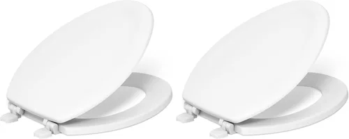 Miniatura 21 de Asiento para inodoro Kohler con tapa, de pino con molduras de madera y bisagras de plástico en color a tono, 4647-0 Blanco