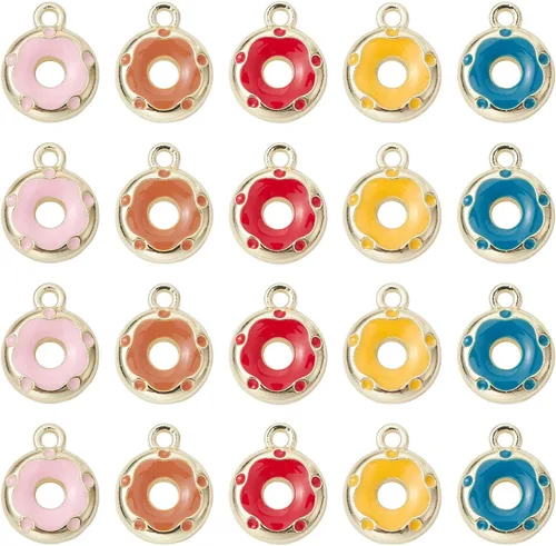 DanLingJewelry Dijes coloridos esmaltados lindos colgantes para hacer joyas y manualidades, Metal no precioso., No es una piedra preciosa
