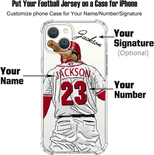 Miniatura 2 de Funda de béisbol cristal transparente con nombre y número personalizados para iPhone 17 Air 16 15 Pro Max 14 13 Mini 12 11 Xs Xr SE3 8 7 6 Plus