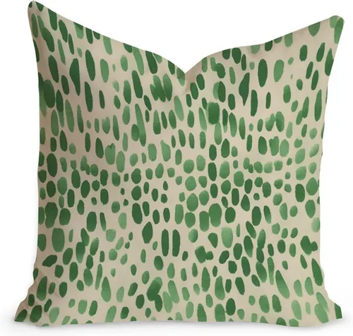 Miniatura 35 de Funda de cojín decorativa con estampado de guepardo verde peridoto para sofá, funda de almohada verde crema con estampado de leopardo con A-16