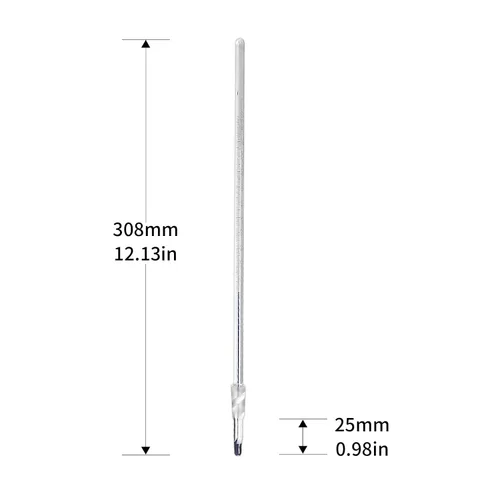 Miniatura 2 de Termómetro de vidrio de laboratorio con junta de 10/18, longitud de inmersión de 0.984 in, rango de -20 a 482.0 °F, cristalería de laboratorio