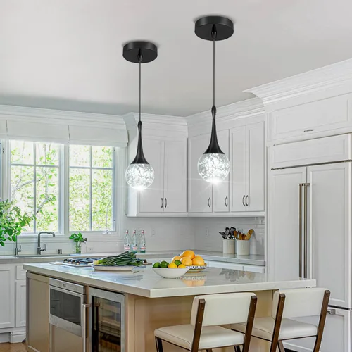 Miniatura 10 de Lámpara colgante Flashing God de oro con 1 luz en forma de lágrima y cristal, lámpara colgante integrada con burbuja de cristal para isla de cocina