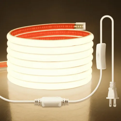 Miniatura 16 de Aclorol Tira de luces LED COB de 110 V para exteriores, impermeable, 6.56 pies/2M, luz diurna blanca 6000 K CRI90+ flexible y Unifrom tira de luz