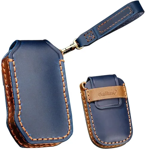 Miniatura 12 de Funda de cuero para llavero inteligente para Kia K3 K5 Cerato Sorento Llavero Bolsa de llaves Accesorios de coche 3 botones azul