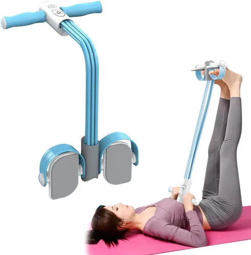 CALIDAKA Banda de Resistencia Multifunción, Banda Elástica de Pedal de Yoga de 6 Tubos, Banda de Resistencia con Pedal, Equipo de Fitness para Azul
