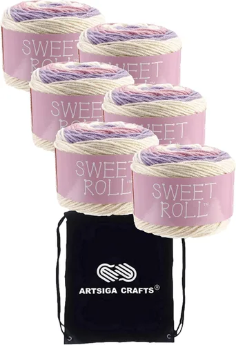 Miniatura 15 de Premier Yarns Sweet Roll Black Pepper Swirl 1047-10 (3 madejas, el mismo lote de tinte) hilo acrílico mediano #4 para ganchillo y tejer con bolsa