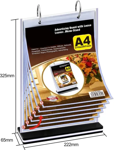 Miniatura 6 de KAFENDA A4 Multi-Página Flip Display Card Label Display Stand Desmontable Etiqueta Carpeta/Menú de Negocios Carpeta en forma de T Doble Cara 8.5 x
