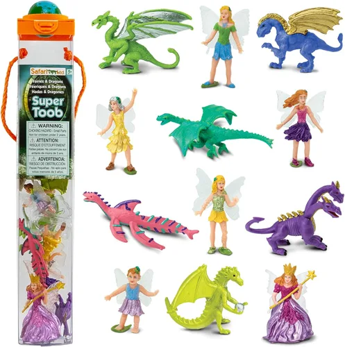 Safari Ltd. Figuras de Super Toob de hadas y dragones, figuras detalladas de plástico en miniatura, juego de juguetes de fantasía para niños, niñas