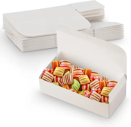 MT Products Caja de regalo de dulces y chocolate, 20 piezas, caja de dulce de azúcar blanca extra pequeña, tamaño de 5 x 2 1/4 x 1 1/4
