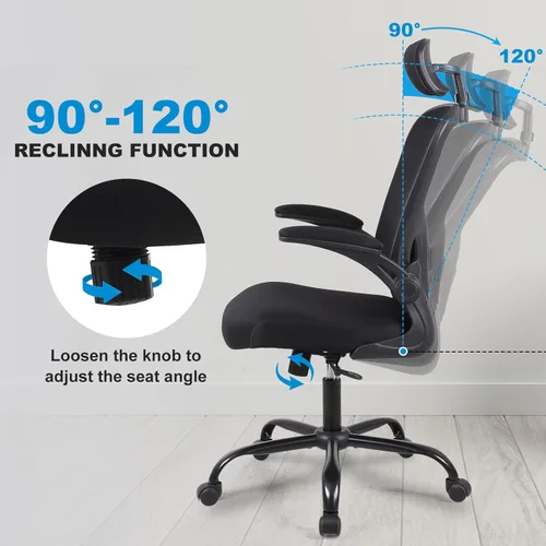 Miniatura 5 de Paquete de 10 sillas ergonómicas de oficina con reposacabezas ajustables 3D, sillas de escritorio de malla para oficina en casa con soporte lumbar