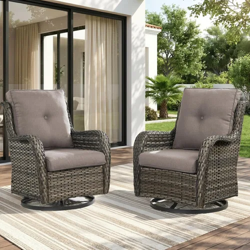Miniatura 54 de Rilyson Mecedora de mimbre - Juego de 2 sillas mecedoras de mimbre para patio, sillas mecedoras de ratán para porche al aire libre, terraza, jardín