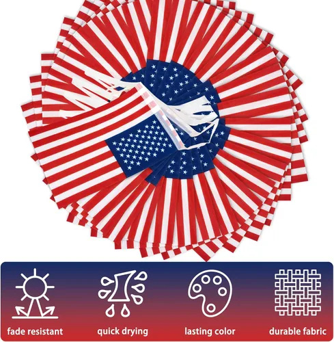 Miniatura 4 de Banderín de bandera de cuerda americana, pequeña mini bandera de Estados Unidos, decoración de guirnalda de campo para escuela, fiesta, aula