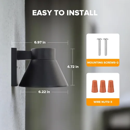 Miniatura 5 de UME Paquete de 2 lámparas LED de pared para exteriores, luces negras para porche delantero, iluminación de montaje en pared, farol de pared