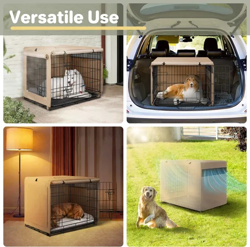Miniatura 2 de Seiyierr Funda para jaula de perro – Funda para perrera para jaula de perro de 24 pulgadas, cubierta de poliéster de doble puerta para jaula