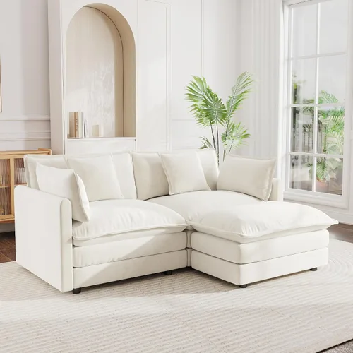 Miniatura 8 de mikibama - Sofá seccional modular, sofá en forma de L de 76.4 pulgadas para sala de estar, sofá cama cómodo tipo nube con otomano móvil, combinación