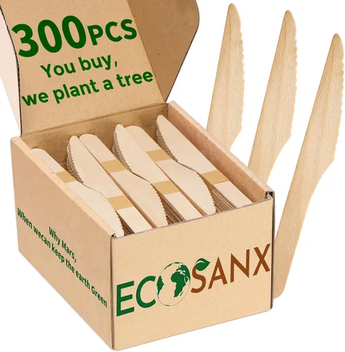 Miniatura 11 de ECOSANX® 120 piezas de tenedores de madera para comer de 16.5 cm libres de astillas, compostables, juego de cubiertos de madera ecológico