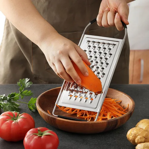 Miniatura 6 de Rallador de queso de mano, ralladores planos de acero inoxidable grueso HIA para cocina, rallador de alimentos con mango antideslizante, perfecto