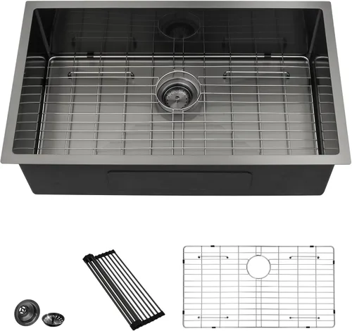 Miniatura 25 de Lordear Fregadero de cocina para interiores y exteriores de 15 x 17 con grifo plegable, Samll Bar Prep 16 calibre T304 de acero inoxidable
