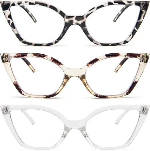 Miniatura 11 de DXYXYO Gafas de lectura de ojo de gato para mujer, paquete de 3 unidades, anti luz azul, para lectura de computadora, estilo retro con bisagra