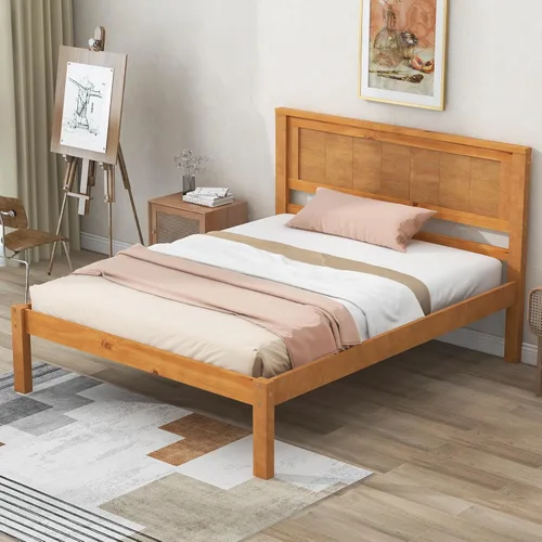 Miniatura 8 de Merax. WF186776 - Marco de madera para cama individual con almacenamiento, cabecero, soporte de listones de madera (espresso)