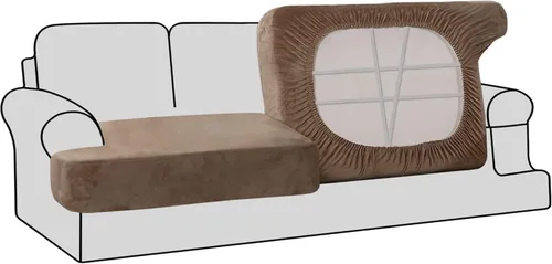 Miniatura 39 de H.VERSAILTEX Fundas de terciopelo elástico para silla con cojín en forma de T para sala de estar, funda de sofá, funda de asiento con cojín