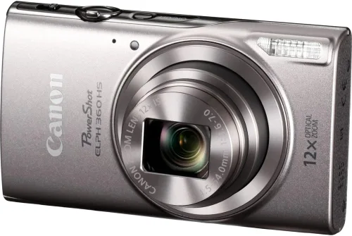 Canon PowerShot ELPH 360 Cámara digital con zoom óptico de 12 aumentos y estabilización de imagen - Wi-Fi y NFC habilitados (plata)