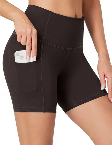 Miniatura 13 de Heathyoga Pantalones cortos de ciclismo para mujer, control de abdomen, pantalones cortos de entrenamiento de 5 pulgadas con bolsillos, cintura