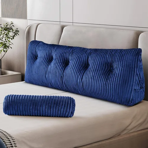 Miniatura 5 de Z-hom Almohada de cuña grande para cabecero, almohada triangular para cabecero tamaño king, almohada de lectura para cama con una almohada enrollada