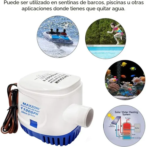 Miniatura 4 de Bomba de agua sumergible automática para barco de sentina 12 V 1100 GPH Auto con interruptor flotante, salida de 1-1/8", compacta para barco marino