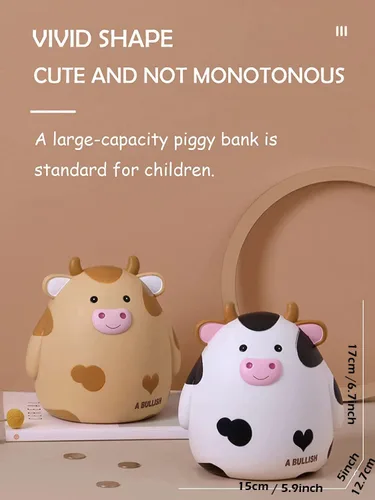 Miniatura 3 de H&W Alcancía de vaca, caja de monedas irrompible para niños, lindo banco de dinero de animales para cumpleaños para niños y niñas, cajas de ahorro