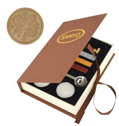 Set de lacres para sellos de la marca Samyo, diseño de letras del alfabeto estilo vintage, clásico, tradicional, antiguo, de color latón, ideal para