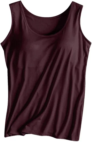 Miniatura 10 de Camiseta sin mangas con brasier integrado para mujer, sin mangas, correa ancha, ropa de dormir básica, para entrenamiento, yoga, camisola acolchada