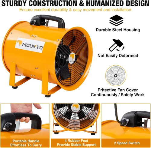 Miniatura 4 de MOUNTO Ventilador cilíndrico resistente COMBO con manguera de vinilo de 25 pies (8 pulgadas)