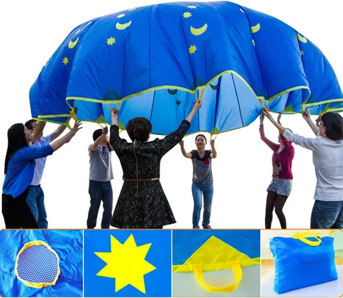 Miniatura 5 de Akozon Paracaídas de arco iris 1.8M deportes al aire libre niños paraguas arco iris niños Jump-sack juego ballute paracaídas tela de poliéster
