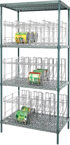 Miniatura 4 de QUANTUM STORAGE SYSTEMS RPWR72-1860E - Estantes de plástico para poste de metal ventilado resistente, 4 estantes de epoxi azul, 72 pulgadas de alto