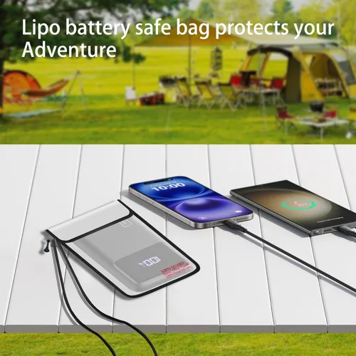 Miniatura 5 de Bolsa de seguridad Lipo ignífuga de 5 x 8 pulgadas con cremallera ignífuga, borde ignífugo, alambre ignífugo, oficina en casa, viajes