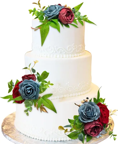 Miniatura 8 de CherishedMoments Juego de 3 adornos para tartas, decoración de flores artificiales para boda, decoración de tartas moradas para boda, aniversario