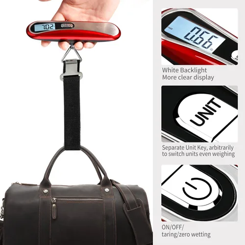 Miniatura 3 de MYCARBON Báscula de equipaje digital colgante para equipaje, báscula de peso portátil de viaje, báscula de pesaje de maleta con pantalla LCD