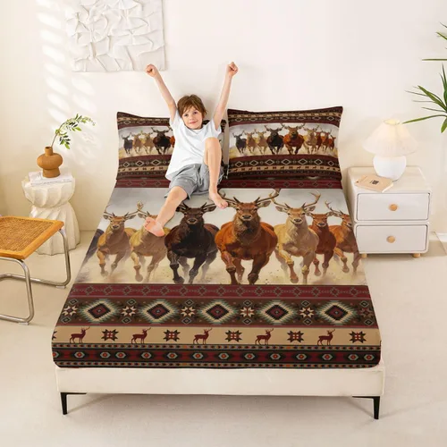 Miniatura 41 de Erosebridal Southwestern - Sábanas de cama bohemias aztecas, tamaño individual, sábanas hippie de cachemira, ropa de cama de estilo exótico, funda