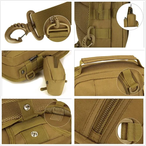 Miniatura 7 de UNISTRENGH Mochila táctica militar para el pecho, mochila Molle, bolsa de hombro casual, equipo cruzado, CP Camouflage