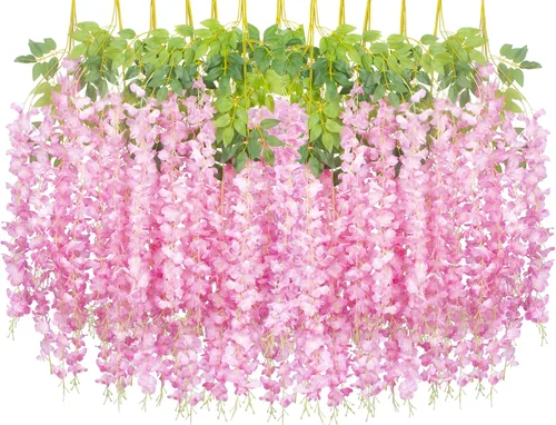 Miniatura 14 de AITISOR Paquete de 24 guirnaldas artificiales de vid de glicina falsa (3.75 pies), guirnalda colgante de flores de seda para decoración del hogar
