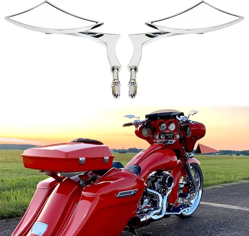 Miniatura 5 de Rich Choices Espejos retrovisores laterales de cuchillo cromados para motocicletas Compatibles con Harley Road King Street Glide FLHX Road Glide