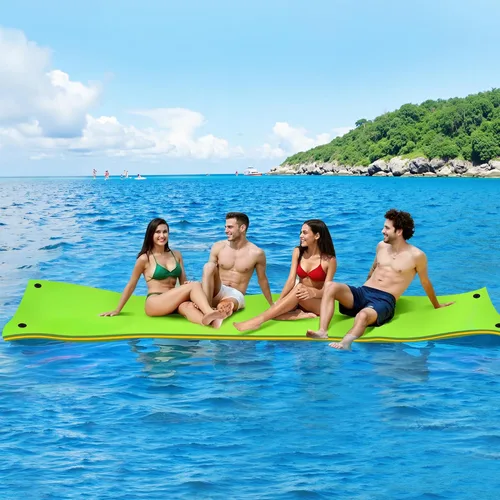 Miniatura 13 de WARMOUNTS Lily Pad Floating Mat, 7/8/9/13/15.5 FT Floating Mat, 3-Layer Tear-Resistant XPE Foam Floating Water Mat with 16.4' Elastic Bungee Tethers