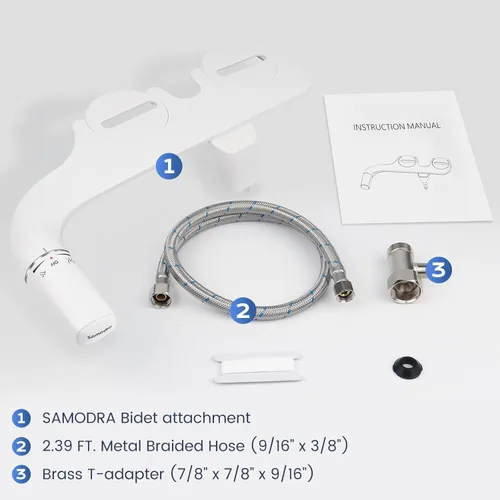Miniatura 6 de SAMODRA - Accesorio de bidé ultradelgado para inodoro, boquilla autolimpiante, bidés higiénicos para inodoros existentes, rociador de agua dulce