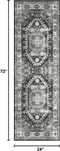 Miniatura 2 de FairOnly Alfombra bohemia lavable de 2 x 6 pies, estilo vintage, envejecida, tribal, antideslizante, no desprende pelusa, suave, plegable, alfombra