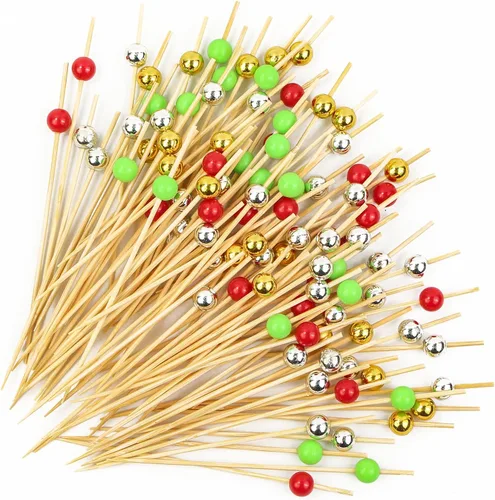 Miniatura 8 de 100 unidades de púas de cóctel de otoño de 12 cm, hojas, calabazas, bellotas, palillos de dientes decorativos elegantes de bambú, palillos