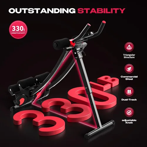 Miniatura 4 de BODY RHYTHM Máquina de entrenamiento de abdominales de doble pista con 4 alturas ajustables, máquina de ejercicio abdominal y núcleo plegable